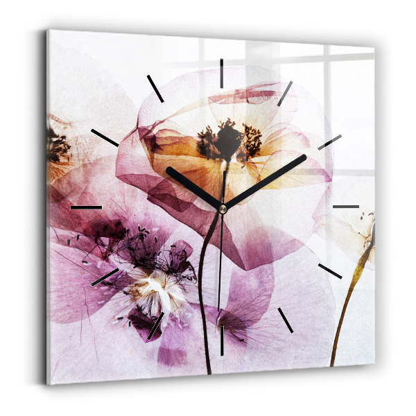 Reloj de pared cuadrado Amapolas secas Flores