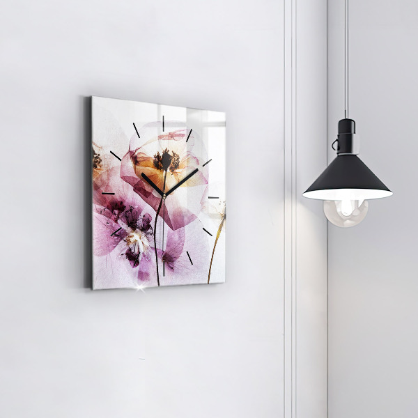 Reloj de pared cuadrado Amapolas secas Flores