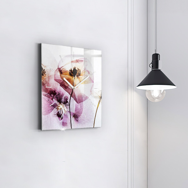 Reloj de pared cuadrado Amapolas secas Flores