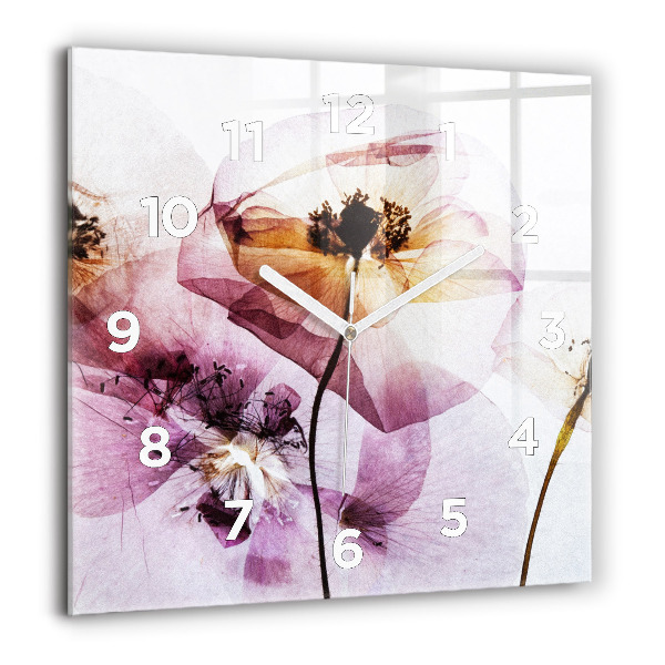 Reloj de pared cuadrado Amapolas secas Flores