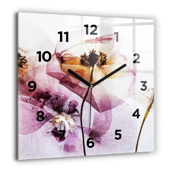 Reloj de pared cuadrado Amapolas secas Flores
