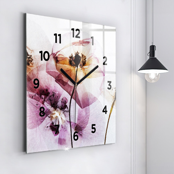 Reloj de pared cuadrado Amapolas secas Flores