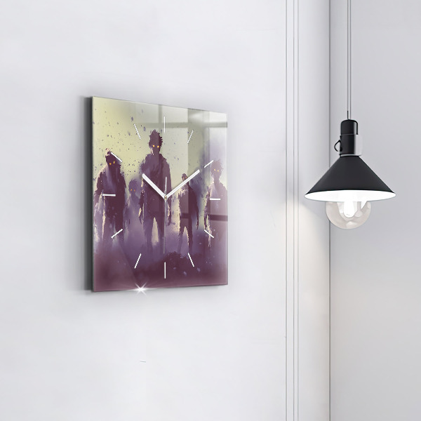 Reloj de pared cuadrado Zombie de noche - halloween