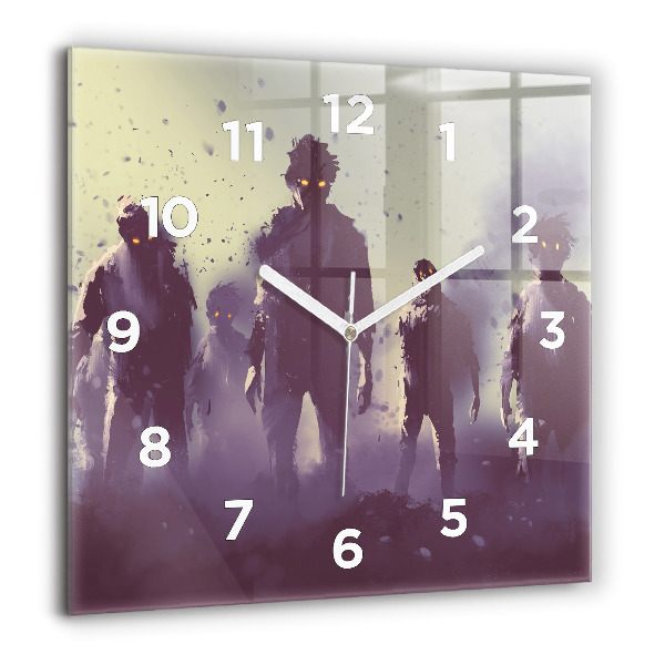 Reloj de pared cuadrado Zombie de noche - halloween