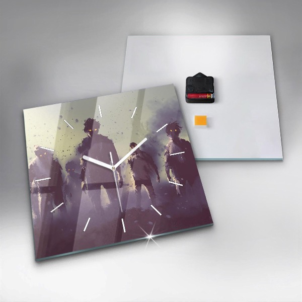 Reloj de pared cuadrado Zombie de noche - halloween