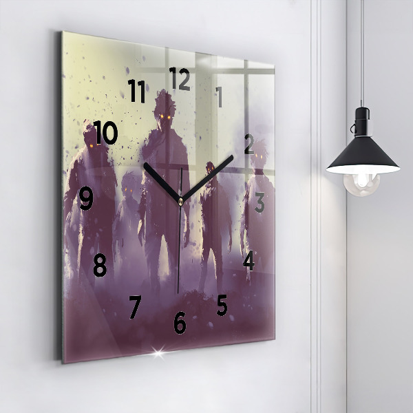 Reloj de pared cuadrado Zombie de noche - halloween