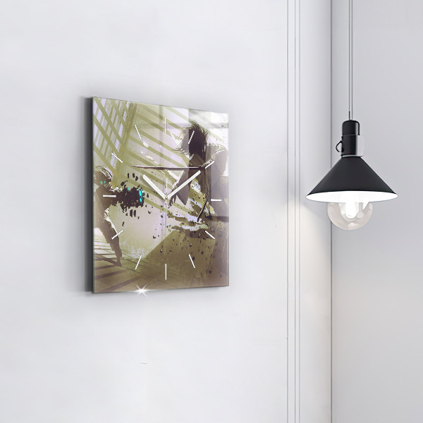 Reloj cuadrado Lucha entre robot y samurai