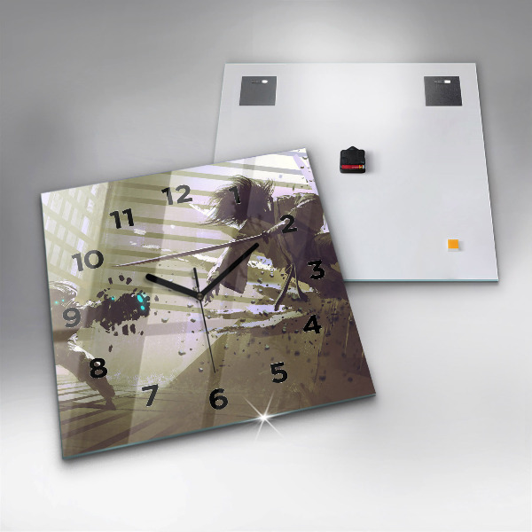 Reloj cuadrado Lucha entre robot y samurai