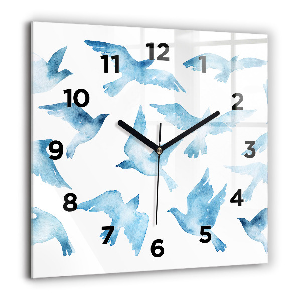 Reloj de pared cuadrado Pájaros azules volando