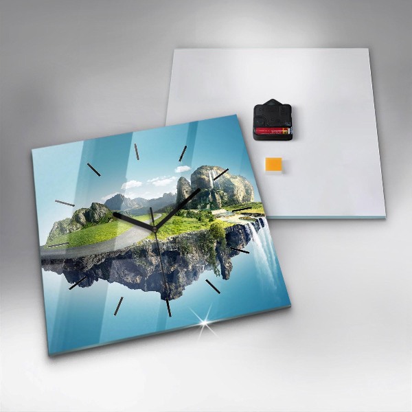 Reloj de pared cuadrado Isla voladora