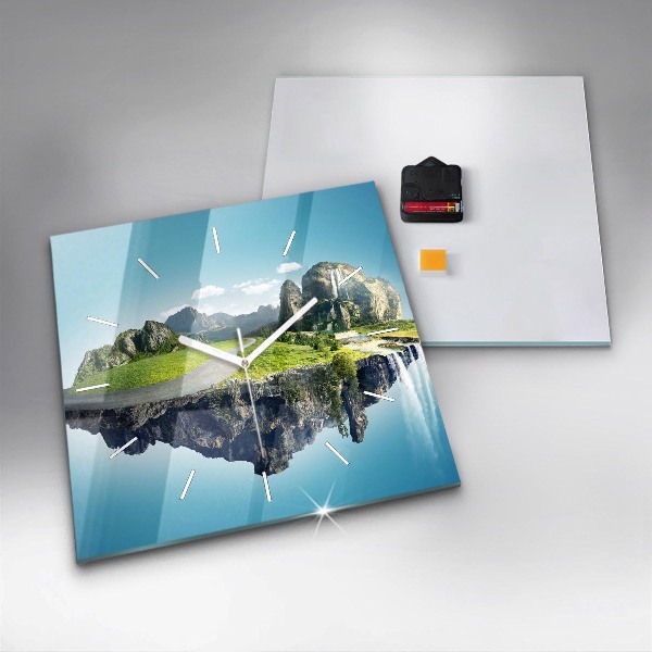 Reloj de pared cuadrado Isla voladora