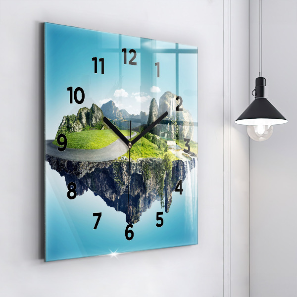 Reloj de pared cuadrado Isla voladora