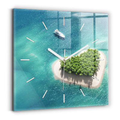 Reloj de pared cuadrado Isla corazón