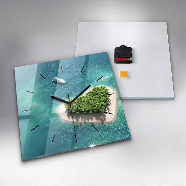 Reloj de pared cuadrado Isla corazón