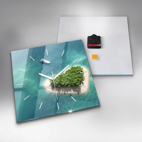 Reloj de pared cuadrado Isla corazón