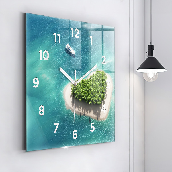 Reloj de pared cuadrado Isla corazón