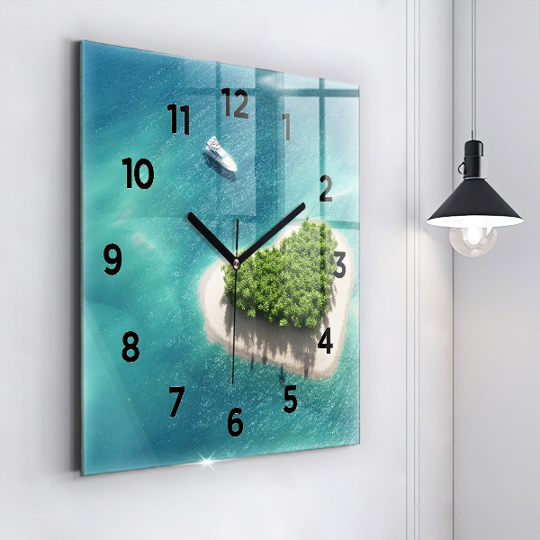 Reloj de pared cuadrado Isla corazón