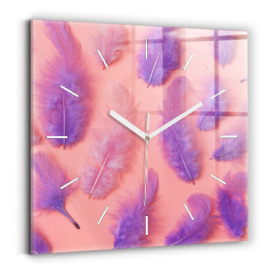 Reloj de pared cuadrado Plumas de colores
