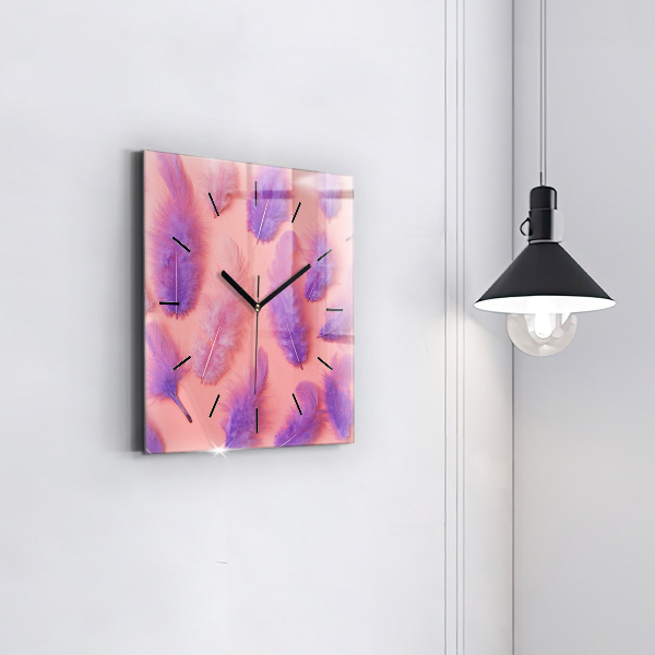 Reloj de pared cuadrado Plumas de colores