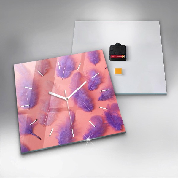 Reloj de pared cuadrado Plumas de colores