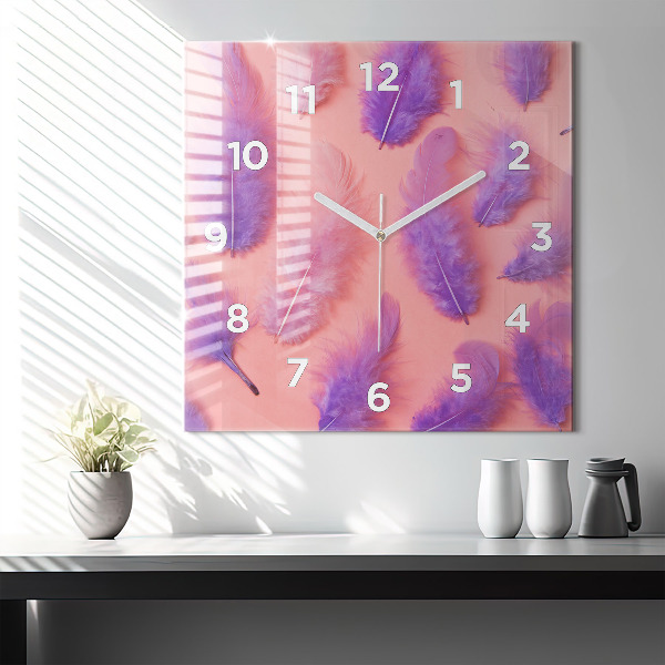 Reloj de pared cuadrado Plumas de colores