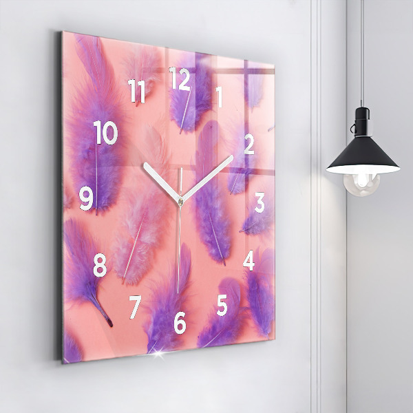 Reloj de pared cuadrado Plumas de colores