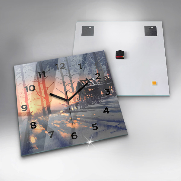 Reloj de pared cuadrado Paisaje invernal de árboles