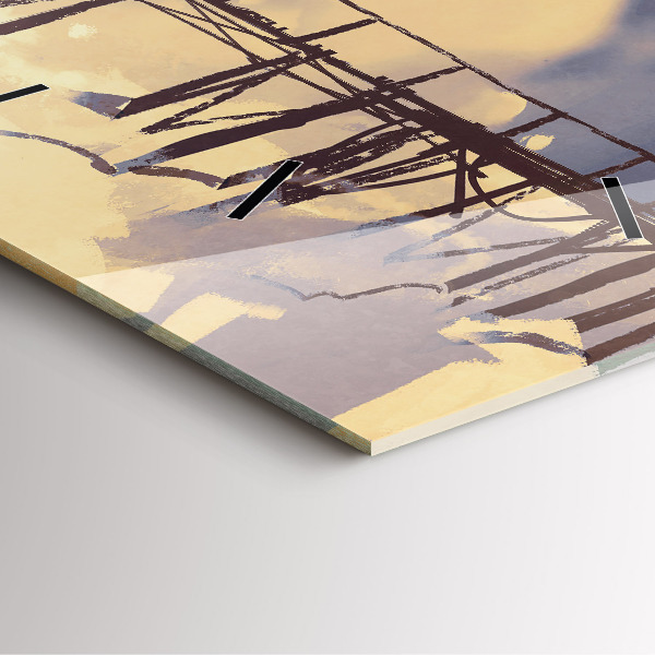 Reloj cuadrado Hombre en un viejo puente