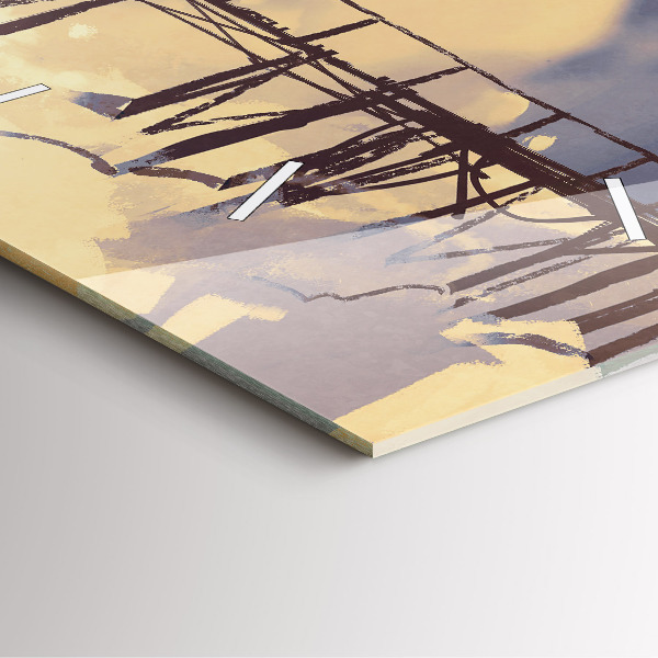 Reloj cuadrado Hombre en un viejo puente