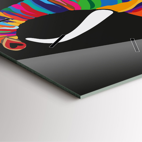 Reloj de pared cuadrado Elefante de colores