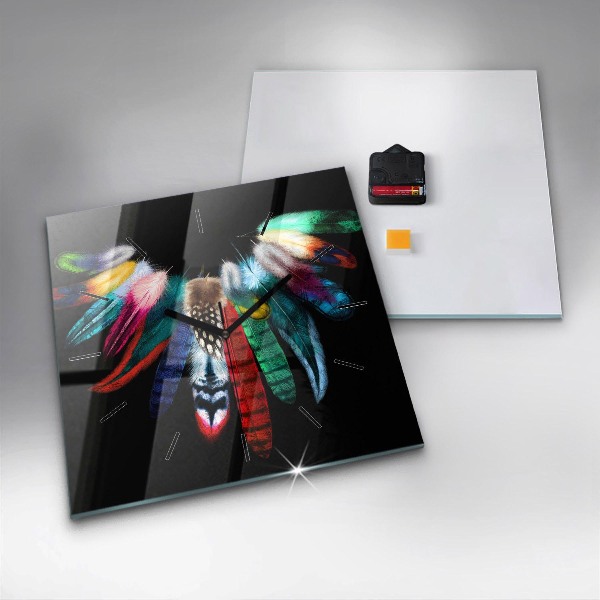 Reloj cuadrado Plumas de pájaro en colores