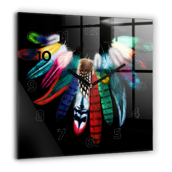 Reloj cuadrado Plumas de pájaro en colores