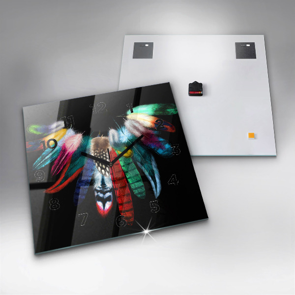 Reloj cuadrado Plumas de pájaro en colores