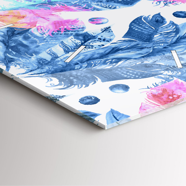 Reloj de pared cuadrado Plumas de colores