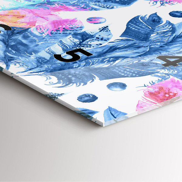 Reloj de pared cuadrado Plumas de colores