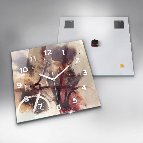 Reloj de pared cuadrado Mujer y bicicleta