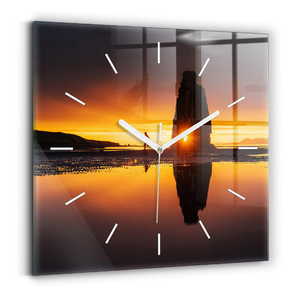 Reloj cuadrado Corredor y puesta de sol
