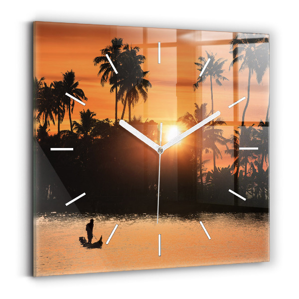 Reloj cuadrado Puesta de sol Palmeras Vacaciones