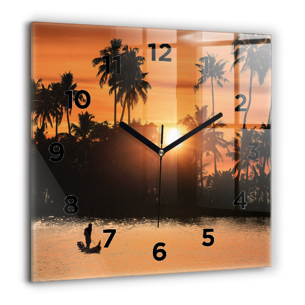 Reloj cuadrado Puesta de sol Palmeras Vacaciones