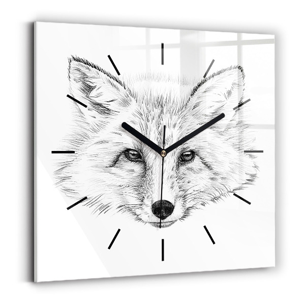 Reloj de pared cuadrado Vector cabeza de zorro