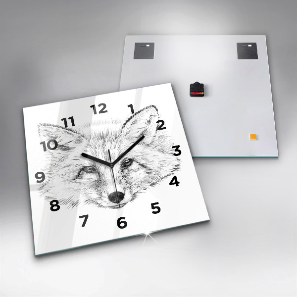 Reloj de pared cuadrado Vector cabeza de zorro