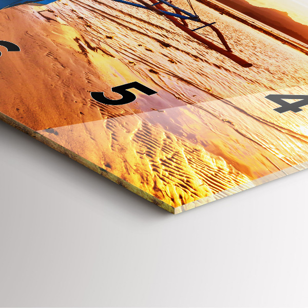 Reloj cuadrado Barco y puesta de sol