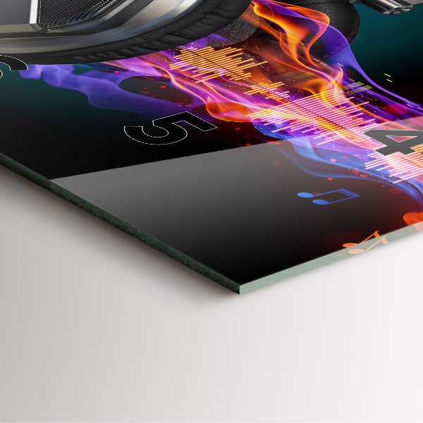 Reloj cuadrado Auriculares y ondas sonoras