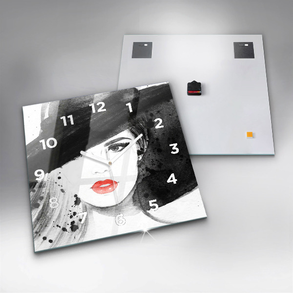 Reloj de pared cuadrado Mujer con sombrero