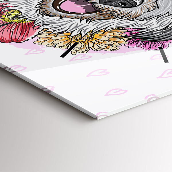 Reloj de pared cuadrado Perro feliz entre flores