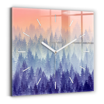 Reloj de pared cuadrado Bosque en la niebla