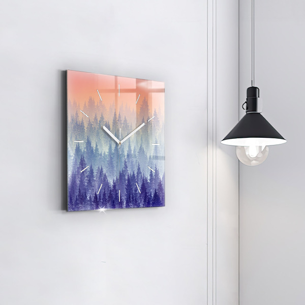 Reloj de pared cuadrado Bosque en la niebla
