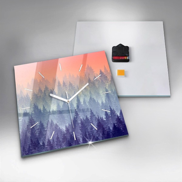 Reloj de pared cuadrado Bosque en la niebla