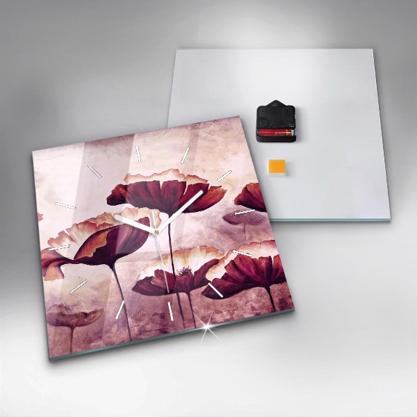 Reloj cuadrado Flores Amapola en flor