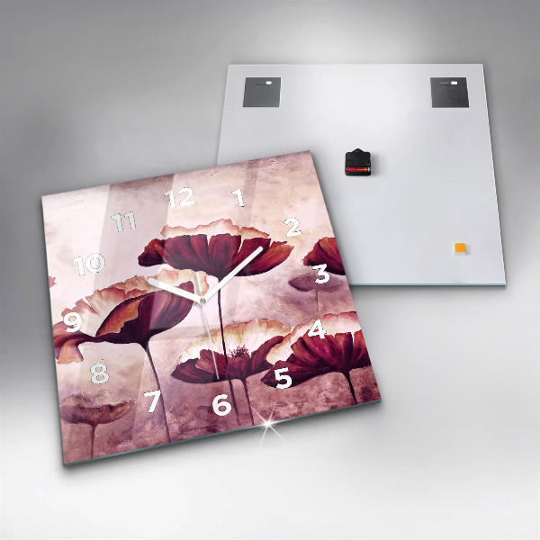 Reloj cuadrado Flores Amapola en flor